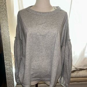 Aerie Gray Women's Top balloon sleeve soft comfy XL BNWT